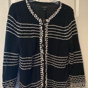 Anne Taylor Crochet Zip Front Jacket